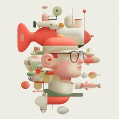 Naklejka premium Creative collaboration illustrations in a digital environment abstract characters and shapes