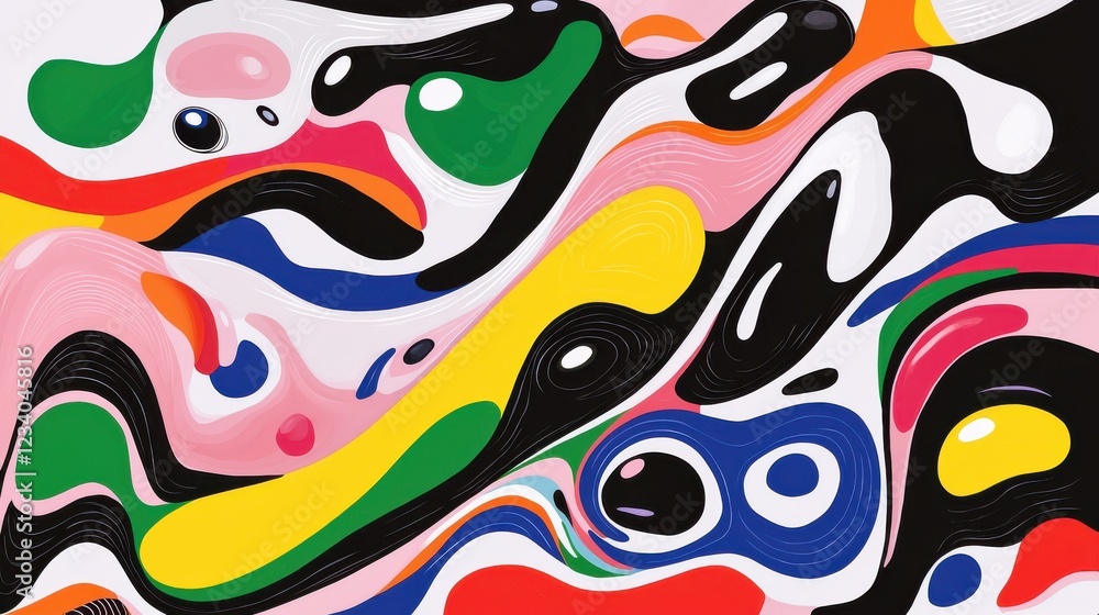 Poster dynamic colorful chaotic patterns abstract art digital artwork vibrant environment creative viewpoin
