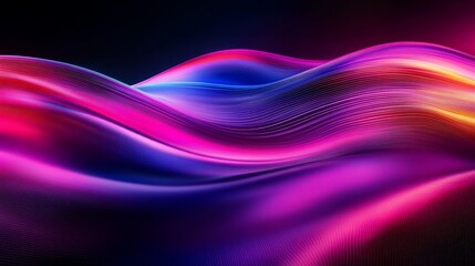 Naklejka premium Vivid Spectrum Waves, Elegant Abstract Background with Flowing Cyan, Magenta, and Red on Black