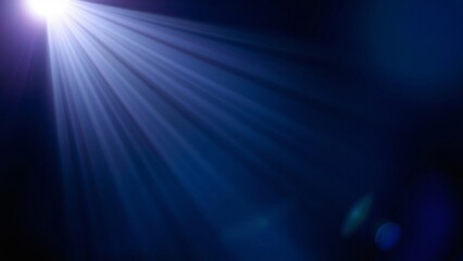 Dramatic Blue Light Beam, Spotlight Effect, Glowing Rays on Dark Background