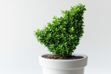 Green Bush in White Pot, Minimalist Home Decor