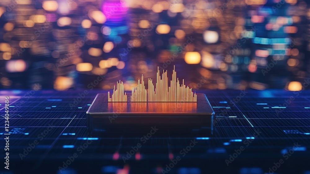 Poster digital data visualization on futuristic background