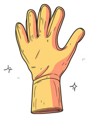 A Yellow Hand Wearing a Cleaning Glove