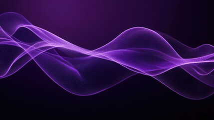 Elegant, intertwining purple wave lines glowing on a dark purple background, with a subtle gradient effect and space for text at the bottom.