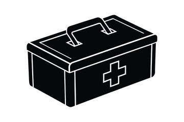 First Aid kit box silhouette art illustration9.eps