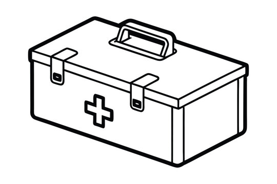 recommend clip art: First Aid kit box line art vector illustration.eps