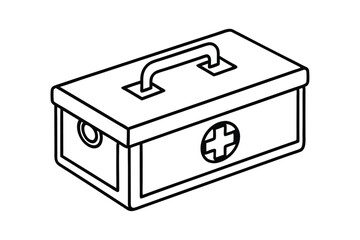 First Aid kit box line art vector illustration2.eps