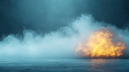 Fototapeta premium Mesmerizing inferno, a fire burning in the darkness of room burning