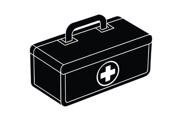 First Aid kit box silhouette art illustration8.eps