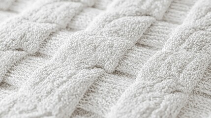 Textured White Fabric Close-Up: Interwoven Loops and Soft Surface