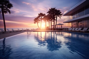 Obraz premium Sea view hotel pool swimming pool.