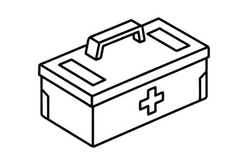 First Aid kit box line art vector illustration6.eps