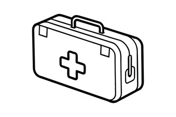 First Aid kit box line art vector illustration7.eps