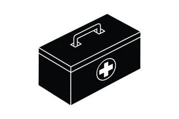 First Aid kit box silhouette art illustration2.eps