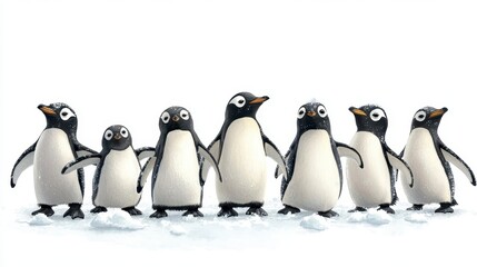 Obraz premium Playful Penguins Gather on Snowy Landscape for Fun and Adventure