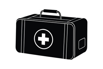 First Aid kit box silhouette art illustration7.eps