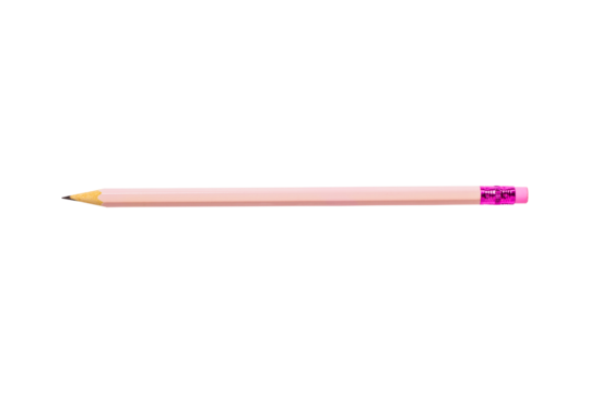 Pink pencil isolated on transparent background.