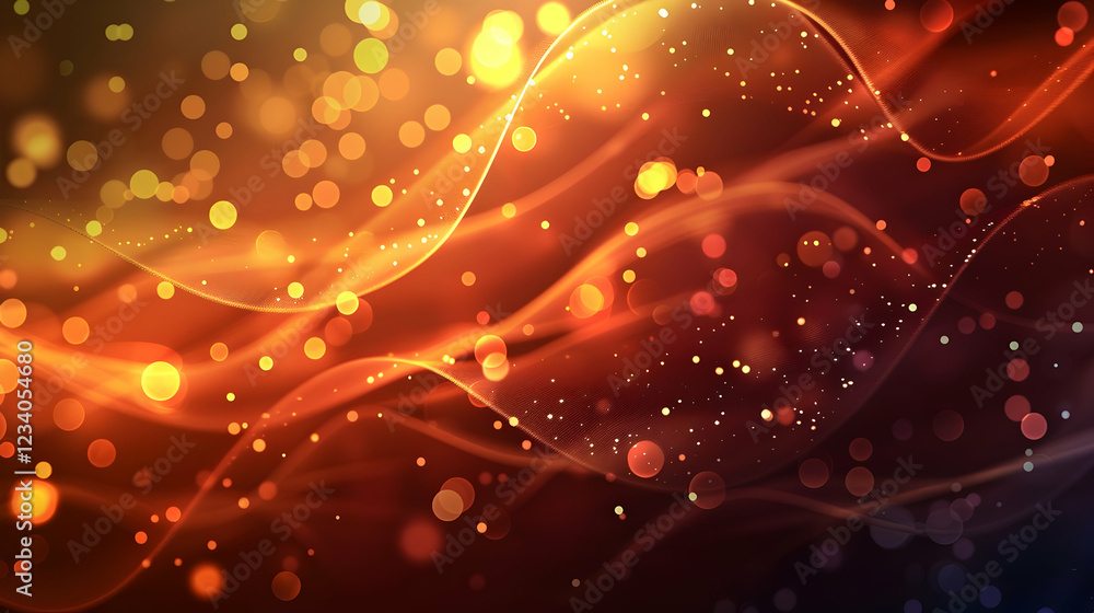 Poster abstract waves of light in warm colors, creating a dynamic and vibrant background.