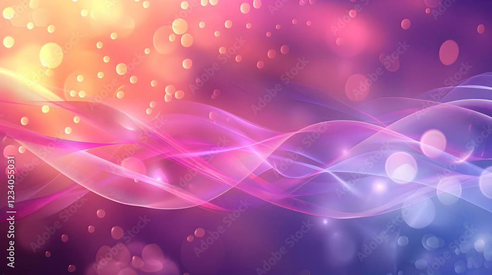Poster abstract waves of color with bokeh effects, creating a vibrant and dynamic visual experience.