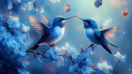 Heartfelt Tribute: ‘From Mom in Heaven’ – Beautiful Lighting with Blue Butterflies & Hummingbirds in a Serene, Ethereal Scene of Love and Remembrance