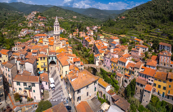 Aerial view of Dolcedo, Liguria, Italy