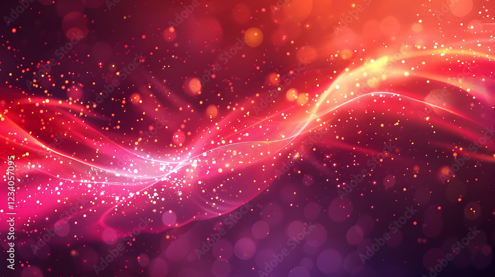 Poster abstract swirling colors with glowing particles creating a vibrant, dynamic background.