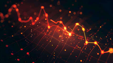 Fototapeta premium Abstract visualization of data trends with glowing lines and nodes.