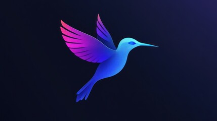 Obraz premium Hummingbird in flight, dark background, nature, graphic design (1)