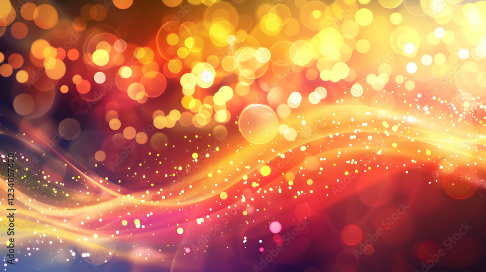 Poster a vibrant abstract background with colorful bokeh and flowing light effects.