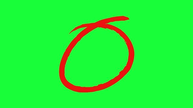 Grunge Red Circle Highlighter Scribble Animation on transparent background. 4k animation isolated.
