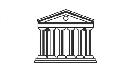 Naklejka premium Classical temple illustration; architectural design; white background; historical context; educational use