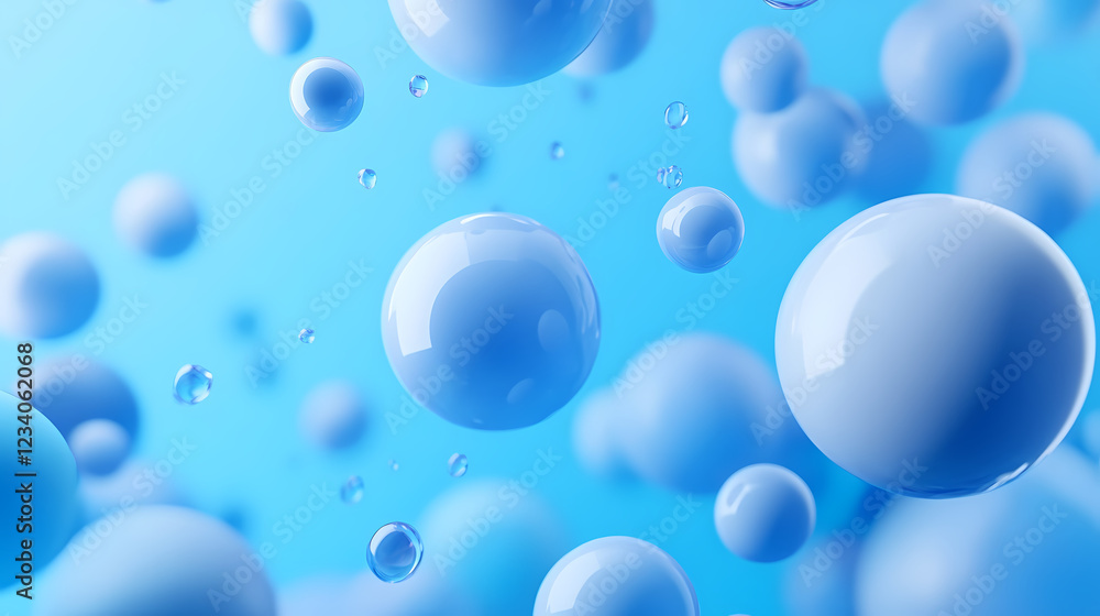 Aufkleber bubbles in a serene blue environment create a calming atmosphere. generative ai