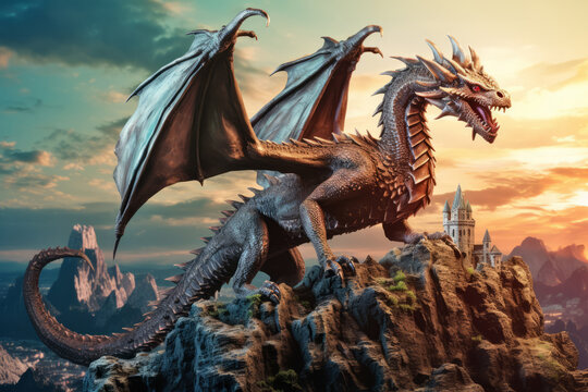Dragon Animal Creature Fantasy Colorful Realistic Illustration