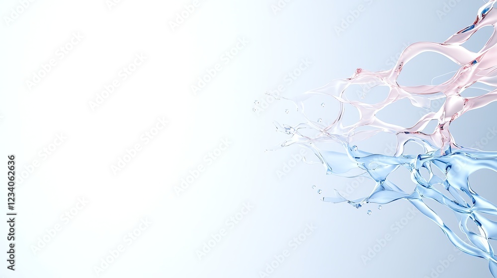 Poster abstract fluid splash in pastel colors creating dynamic flow on a white background, symbolizing move
