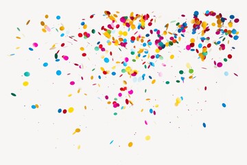 Colored confetti flying backgrounds white background celebration.
