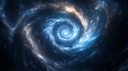 Cosmic Swirl Glowing Nebula Blue Light. AI Generated