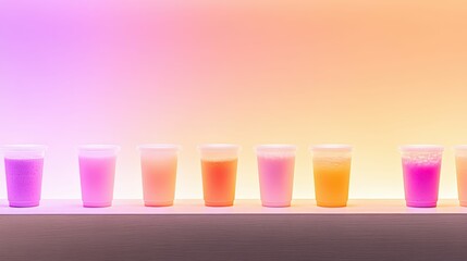 Colorful beverage lineup against a gradient background for vibrant themed events