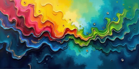 Obraz premium Vibrant abstract canvas bursts with vivid hues—reds, oranges, yellows, greens, blues, purples—in dynamic, seamless blends that captivate the eye