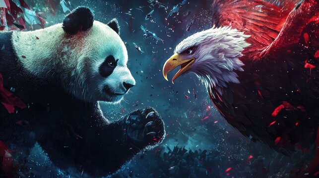 Ai showdown panda vs eagle in a hightech arena
