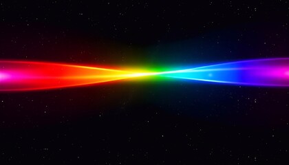 Obraz premium Abstract composition with glowing object on black starry sky background. Colorful rainbow futuristic illustration