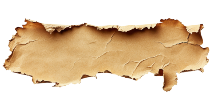 Vintage Torn Parchment Paper with Textured Edges and Aged Appearance for Background or Decorative Use
