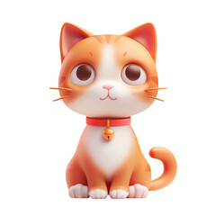 3D Cat Toy Icon with Ball, Transparent Cut Out