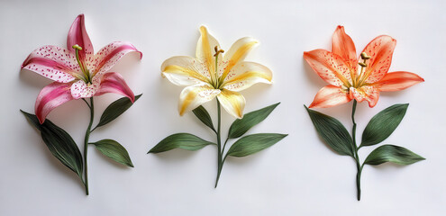 Obraz premium Beautifully crafted paper flowers in pink, yellow, and orange, showcasing intricate details and vibrant colors. Perfect for decoration or artistic display