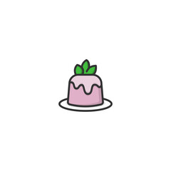 Pink Dessert with Leaf Decoration on a Plate Illustration