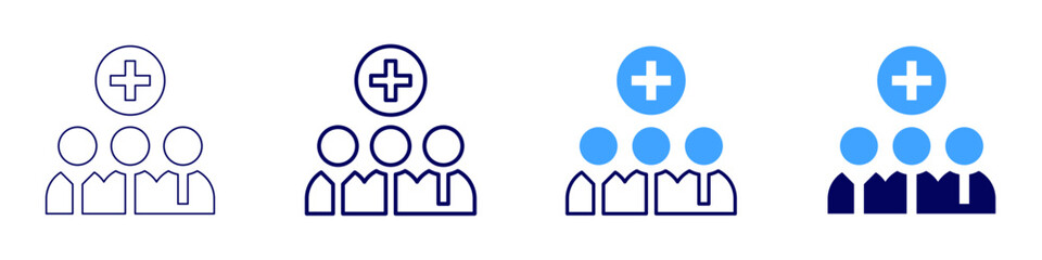 Medical team icon in 4 different styles. Thin Line, Line, Bold, and Bold Line. Duotone style. Editable stroke