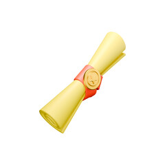 a 3d illustration of graduation certificate 