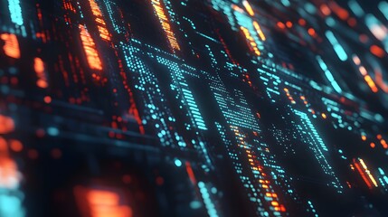 Abstract digital background with glowing teal and orange lines forming a futuristic data stream or circuit board. Perfect for technology, AI, and data visualization projects.