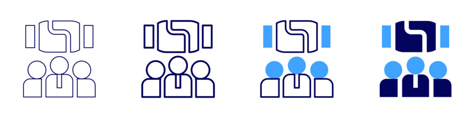 Teamwork enthusiasm icon in 4 different styles. Thin Line, Line, Bold, and Bold Line. Duotone style. Editable stroke