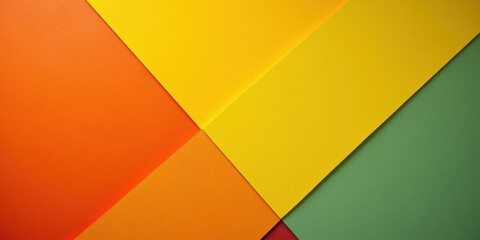 Obraz premium Vibrant oranges, yellows, and greens converge in an artful dance. Overlapping triangles—bold yellow against a rich green canvas—create dynamic contrasts. A symphony of colors captivating your gaze. (1