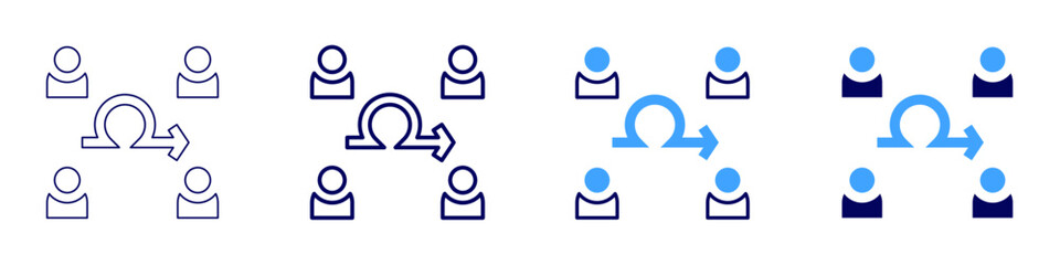 Teamwork games icon in 4 different styles. Thin Line, Line, Bold, and Bold Line. Duotone style. Editable stroke